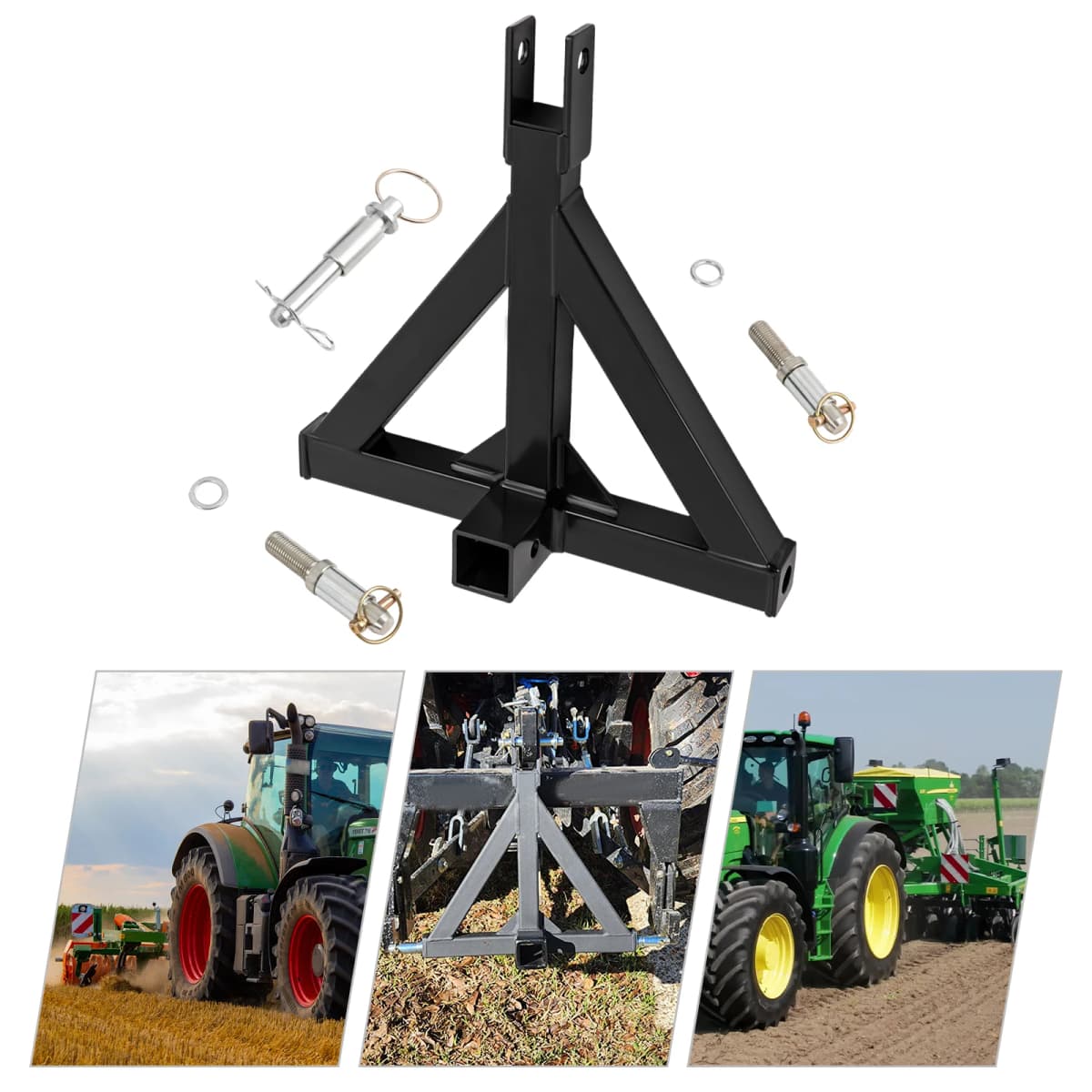 3 Point Trailer Hitch Iron Tractor Quick Hitch 3 Point Adapter Triangle Linkage w/h 2" Trailer Receiver For Heavy Duty Work