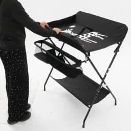 Freestanding Baby Diaper Changing Station 0-12 Months, Foldable 15kg/33lbs Load Capacity with Safety Belt & Storage Shelf