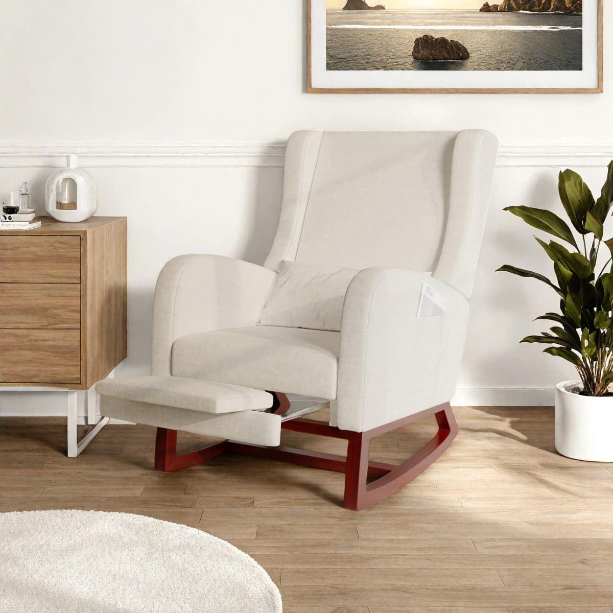 Tover Chair, Tover Armchair, Armchair Room, with Stand for Legs and Pocket, Leisure Chair with B Base