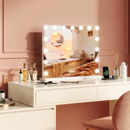 Vanity Mirror with Lights 15 Led Bulbs Lighted Dimmable 3 Color Modes Touch Control Makeup Mirror 3X Magnification for Bedroom