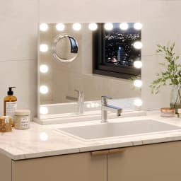 Vanity Mirror with Lights 15 Led Bulbs Lighted Dimmable 3 Color Modes Touch Control Makeup Mirror 3X Magnification for Bedroom