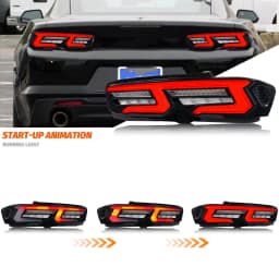 LED Tail Lights for Chevrolet Chevy Camaro 2019-2026 SS ZL1 Sequential Turn Signal Clear Rear Lamps Assembly