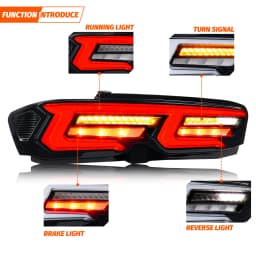 LED Tail Lights for Chevrolet Chevy Camaro 2019-2026 SS ZL1 Sequential Turn Signal Clear Rear Lamps Assembly