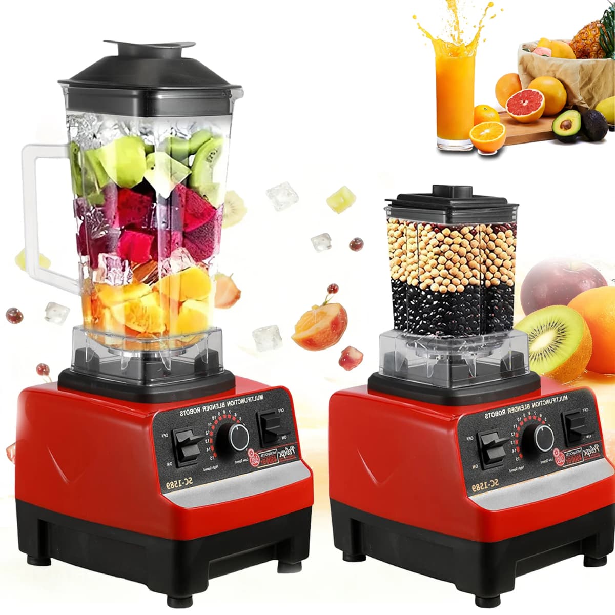 2-IN-1 Professional Smart Blender 2000W Stationary Mixer Juicer Kitchen Commercial Food Processor Fruits Ice Smoothies Crusher