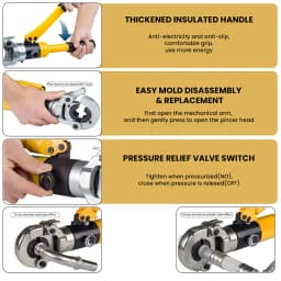 Hydraulic Pipe Crimping Tool Adjustable Crimper with Heavy-due Pressure for Copper Stainless Steel PEX Pipes TH V12/15/18/22/28