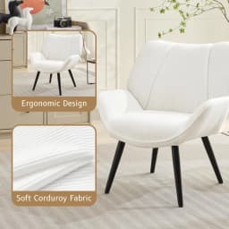Living Room Accent Chair, Modern Wingback Reading Armchair Comfy Corduroy Sofa Chairs with Metal Legs, Upholstered Club Chair fo