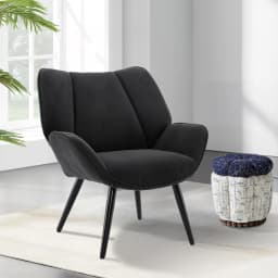 Living Room Accent Chair, Modern Wingback Reading Armchair Comfy Corduroy Sofa Chairs with Metal Legs, Upholstered Club Chair fo