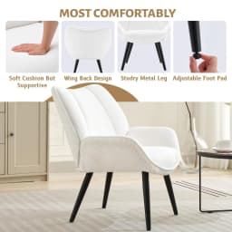 Living Room Accent Chair, Modern Wingback Reading Armchair Comfy Corduroy Sofa Chairs with Metal Legs, Upholstered Club Chair fo