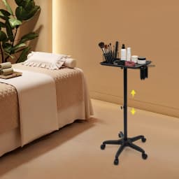 Mobile Hair Salon Trolley with Wheels 64-108cm Height Adjustable Beauty Cart for Barber Tools Scissors Hair Dryer