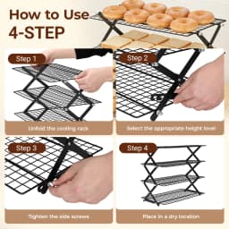 4-Tier BBQ Bread Cake Cooling Rack Folding Dessert Display Storage Rack Kitchen Baking Tool Home Baking Storage Shelves