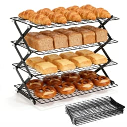 4-Tier BBQ Bread Cake Cooling Rack Folding Dessert Display Storage Rack Kitchen Baking Tool Home Baking Storage Shelves