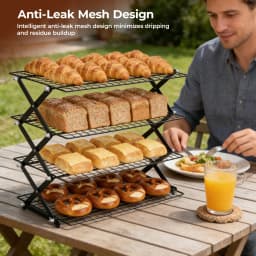 4-Tier BBQ Bread Cake Cooling Rack Folding Dessert Display Storage Rack Kitchen Baking Tool Home Baking Storage Shelves