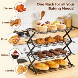 4-Tier BBQ Bread Cake Cooling Rack Folding Dessert Display Storage Rack Kitchen Baking Tool Home Baking Storage Shelves