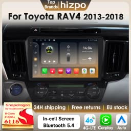 Hizpo 8Core Android 14 Intelligent Car Radio For Toyota RAV4 Rav 4 2013-2018 CarPlay GPS DSP 4G BT5.4 By Qualcomm Snapdragon6115