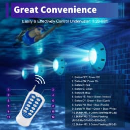 45W RGB LED Pool Light IP68 Waterproof Underwater Light with Remote Control for Swimming Pool Fountain Pond