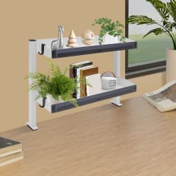 2 Tiers 17.32*15.35*6.in White Multifunctional Clip-on Desk Shelf Shelving Offices Bedrooms Living Rooms