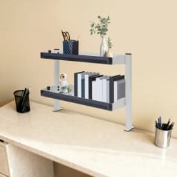 2 Tiers 17.32*15.35*6.in White Multifunctional Clip-on Desk Shelf Shelving Offices Bedrooms Living Rooms