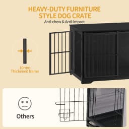 Dog Cage Furniture, 110 cm Dog Crate, 2 Doors, Modern Indoor Dog Cage for Dogs, Side Table, Reinforced Sliding Door,Black