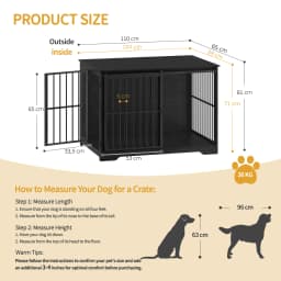 Dog Cage Furniture, 110 cm Dog Crate, 2 Doors, Modern Indoor Dog Cage for Dogs, Side Table, Reinforced Sliding Door,Black