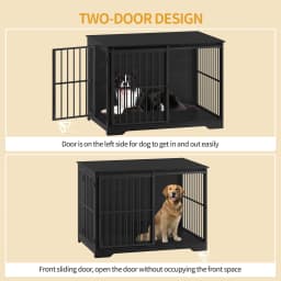 Dog Cage Furniture, 110 cm Dog Crate, 2 Doors, Modern Indoor Dog Cage for Dogs, Side Table, Reinforced Sliding Door,Black