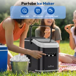 LOEFME 12kg/24h Portable Ice Maker Self-Cleaning 1.4L Ice Maker Machine 2 Sizes Ice Cubes with Handle & Scoop & Basket Included