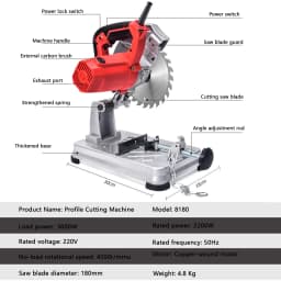 220V Multifunctional Electric Cutter Desktop High Power Cutter Guideway Cutting Machine Saw for Wood Metal Steel Aluminum
