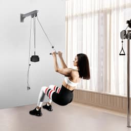 Wall-Mounted Cable Pulley System Fitness Pulley Cable Set Home Gym Pulley Machine for Full-Body Strength Training