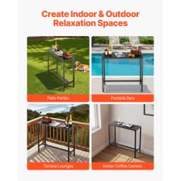 SucceBuy Outdoor Bar Table 39.4/47.2/55/63 x 15 in Waterproof Top & Sturdy Metal Frame Rectangle Tables Outdoor/Indoor Furniture