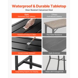 SucceBuy Outdoor Bar Table 39.4/47.2/55/63 x 15 in Waterproof Top & Sturdy Metal Frame Rectangle Tables Outdoor/Indoor Furniture