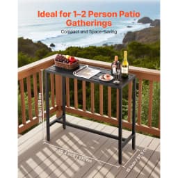 SucceBuy Outdoor Bar Table 39.4/47.2/55/63 x 15 in Waterproof Top & Sturdy Metal Frame Rectangle Tables Outdoor/Indoor Furniture
