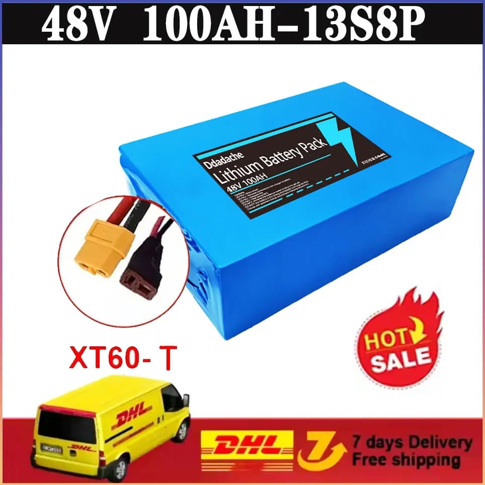 New Class  48V 40Ah 18650 13S8P Lithium Battery Pack with Built-in 50A 2000W High Power BMS