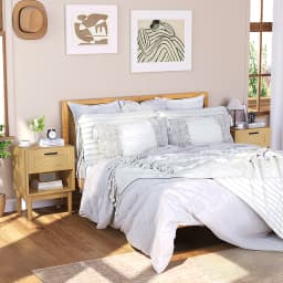 Rosahqnda 2 pieces/set Natural Rattan Nightstand,End Table,Side Table Bedside,with Solid Wood Feet,1 drawer, 1 shelf
