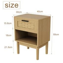 Rosahqnda 2 pieces/set Natural Rattan Nightstand,End Table,Side Table Bedside,with Solid Wood Feet,1 drawer, 1 shelf