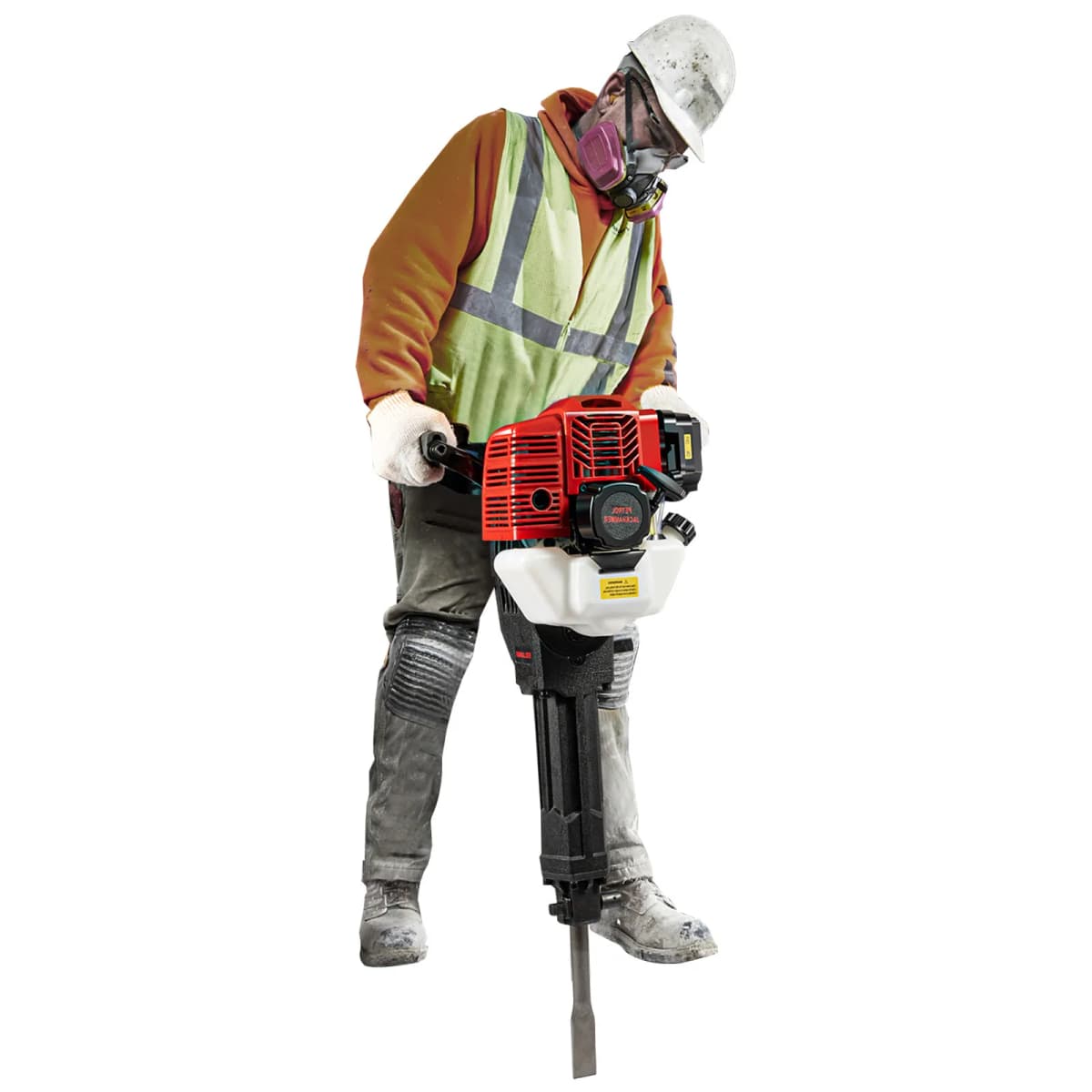1900W 44mm Single Cylinder Air-cooled 2-Stroke Demolition Jack Hammer Demolition Jack Concrete Chisel Breaker Clay Black Red