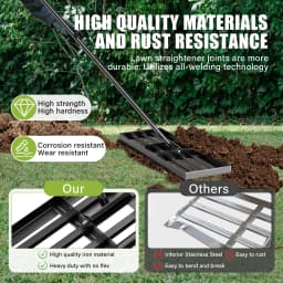 30x10 inch lawn level rake professional Laser cut rake with non-slip handle