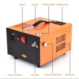 PCP Air Compressor 4500PSI Portable PCP Airgun Compressor Auto-Stop Oil Free Pump for Air Rifle Scuba Diving Bottle
