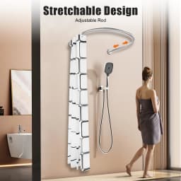 0.9-1.3m Telescoping Shower Curtain Rod U Shaped Stainless Steel Shower Curtain Pole, Shower Curtain Bar for Bathroom