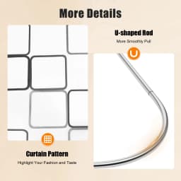 0.9-1.3m Telescoping Shower Curtain Rod U Shaped Stainless Steel Shower Curtain Pole, Shower Curtain Bar for Bathroom