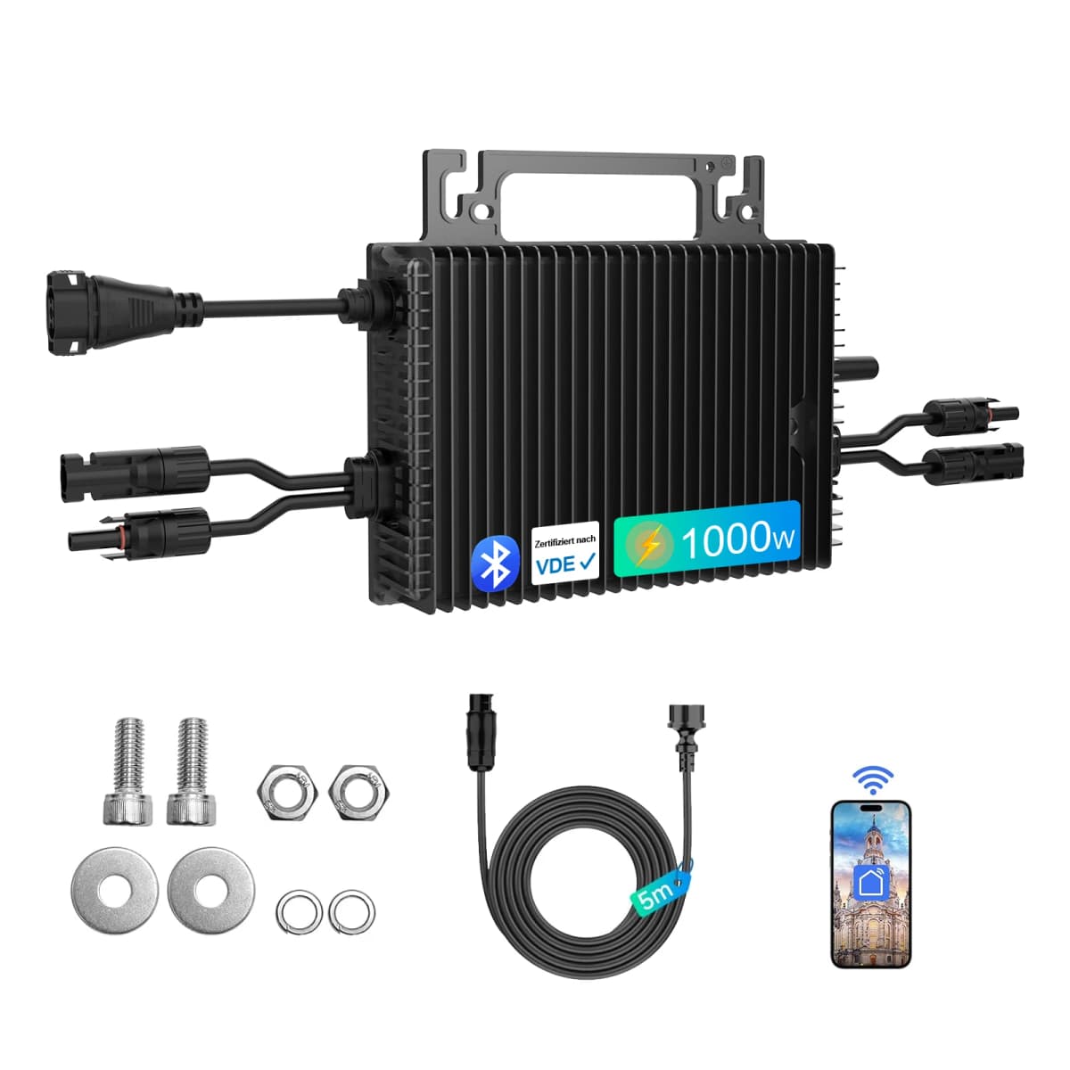 Sukflow 1200W On-Grid Micro Inverter 2026 New Arrival with WLAN APP Control DC to AC Waterproof Solar Inverter for 60V PV System