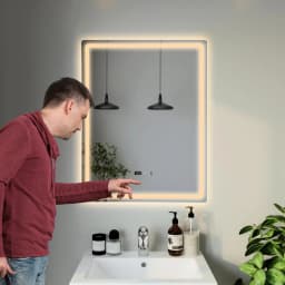 Smart LED Bathroom Vanity Mirror 50x70/60x80/70x90cm- Anti-Fog Dimmable with Time/Temp Display & Touch Control & Memory Function