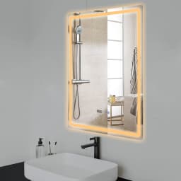 Smart LED Bathroom Vanity Mirror 50x70/60x80/70x90cm- Anti-Fog Dimmable with Time/Temp Display & Touch Control & Memory Function