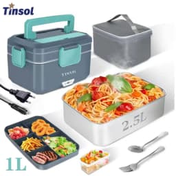 TINSOL New 2-in-1 90W 3.5L Electric Lunch Box Portable Food Heater Suitable for Car or Home Leak-proof Lunch Heating Microwave