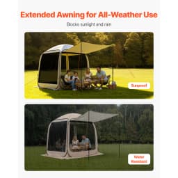 SucceBuy Screen House Tent Pop Up Screen Tent with Extended Awning Portable Screened with Carry Bag for Patio Backyard Outdoor