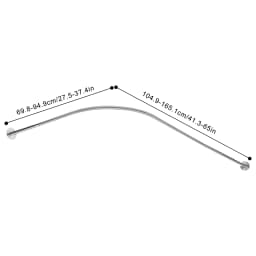 L Shaped Corner Shower Curtain Rod Wall Mounted Adjustable 27.5-37.4 Inch Silver Bathroom Telescopic Pole