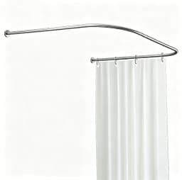 L Shaped Corner Shower Curtain Rod Wall Mounted Adjustable 27.5-37.4 Inch Silver Bathroom Telescopic Pole