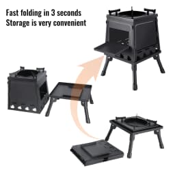 Foldable Camping Stove Carbon Steel Wood Burning Stove with Carrying Bag for Outdoor Cooking Backpacking Hiking Survival