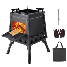 Foldable Camping Stove Carbon Steel Wood Burning Stove with Carrying Bag for Outdoor Cooking Backpacking Hiking Survival
