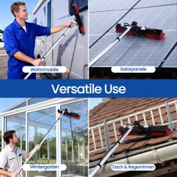 Extendable Window Cleaning Brush 11m, Solar Panel & Outdoor Glass Cleaner with Adjustable Telescopic Pole