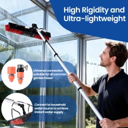 Extendable Window Cleaning Brush 11m, Solar Panel & Outdoor Glass Cleaner with Adjustable Telescopic Pole