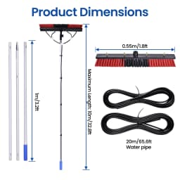 Extendable Window Cleaning Brush 11m, Solar Panel & Outdoor Glass Cleaner with Adjustable Telescopic Pole
